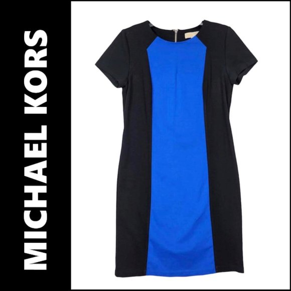 Michael Kors Dresses & Skirts - Michael Kors Women Sheath Dress Short Sleeve Size 8 Blue / Black